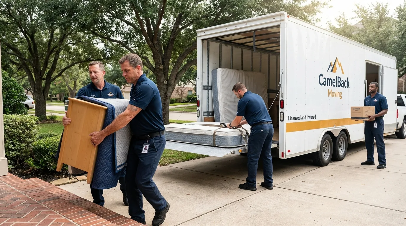 Crew loading residential truck for cross-state move from Hephzibah, GA