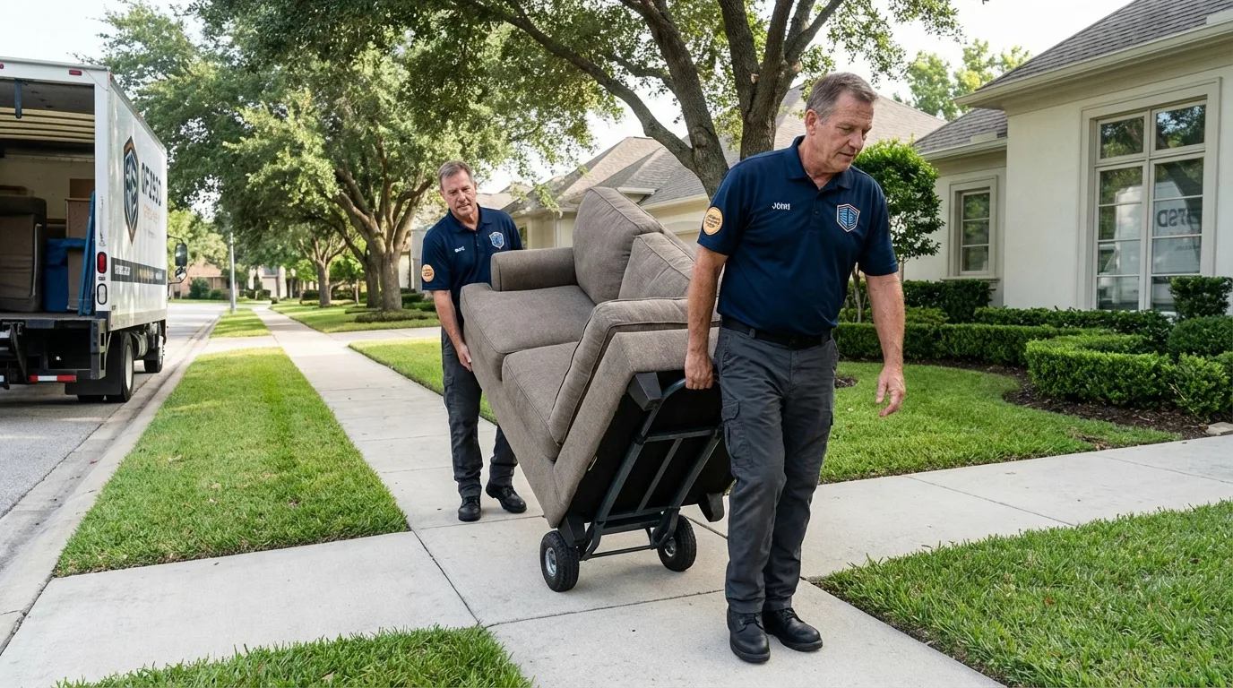 Local residential moving crew loading furniture in Hephzibah, GA
