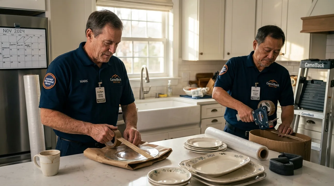 Professional crew packing kitchen dishware in Hephzibah, GA