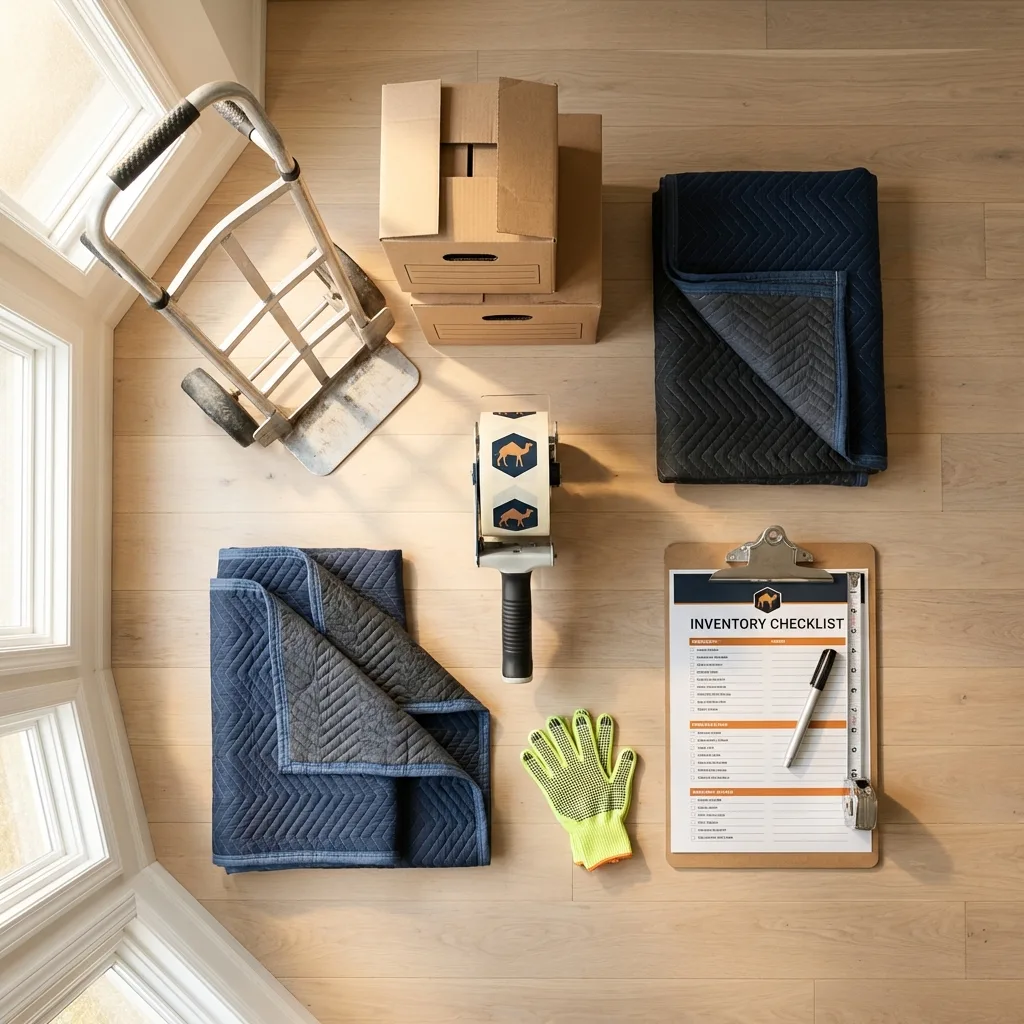 Professional moving supplies and packing materials layout for Hephzibah residential relocations